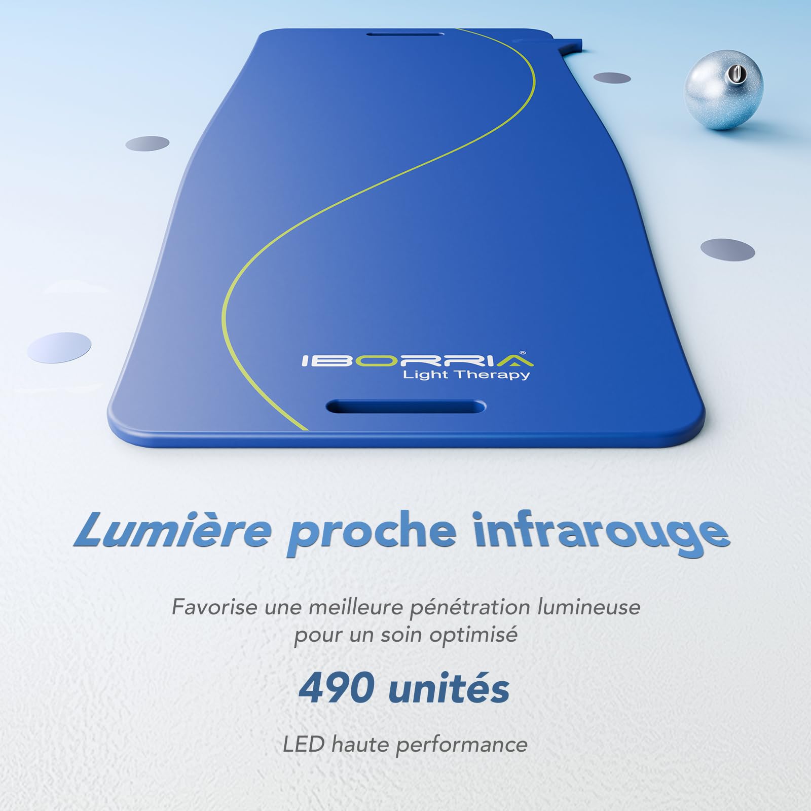 AuraCure Panneau luminothérapie LED visage & corps – 490 LED haute performance, 5 longueurs d'onde, 3 intensités, minuterie 15/20/30 min, 48W