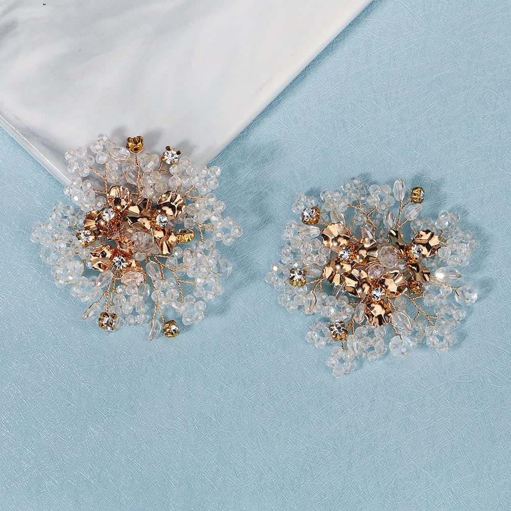 2 Pcs Decorative Crystal Shoe Clips for Women Dress Shoes Pumps Boots Flats Heels Bridal Wedding Party DIY Floral Shoe Buckles Decoration for Women Girls - Image 7