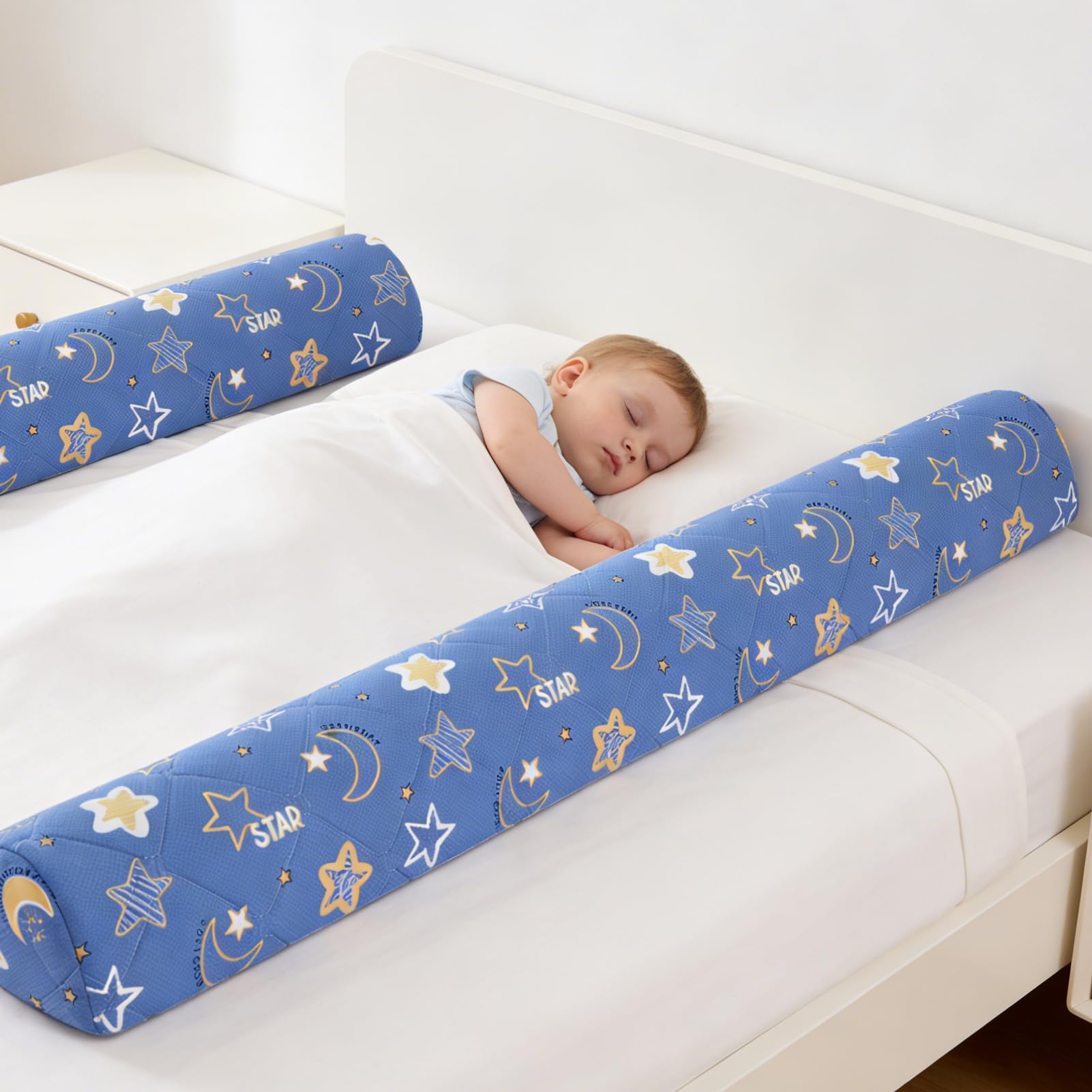Ceekliybear Protector de cama (paquete de 2) protector de riel de seguridad de espuma con funda antideslizante, hipoalergénica, resistente al agua y lavable, riel de cama para niños, adultos y