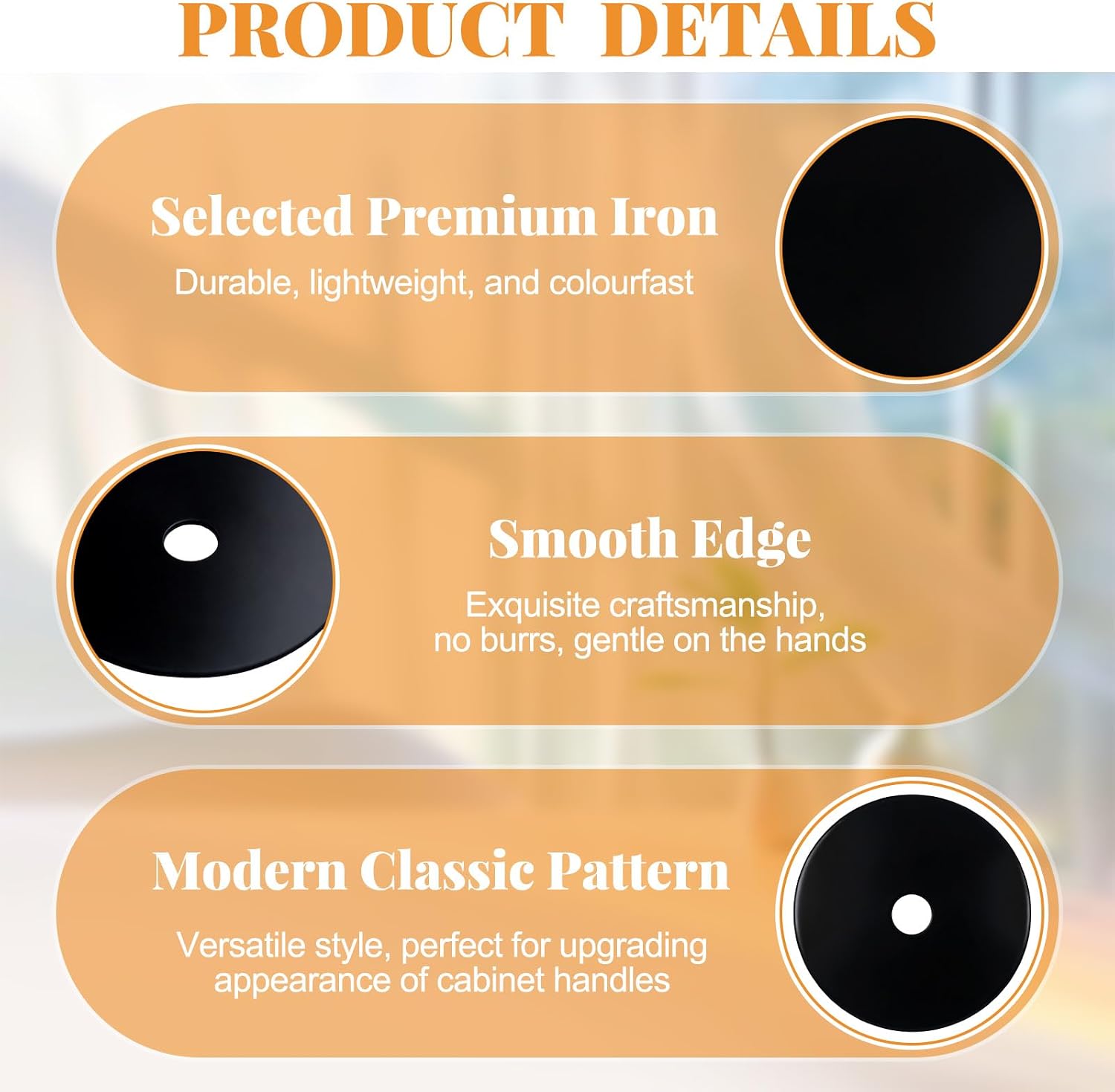 MOROBOR Cabinet Knob Backplate, 16 Pcs Black Round Backplate Washers Cabinet Hardware Knob Backplates Classical Thick Round Wide Base for Bifold Closet Door Dresser Drawer Pulls Knobs/2.36 Inch image 4