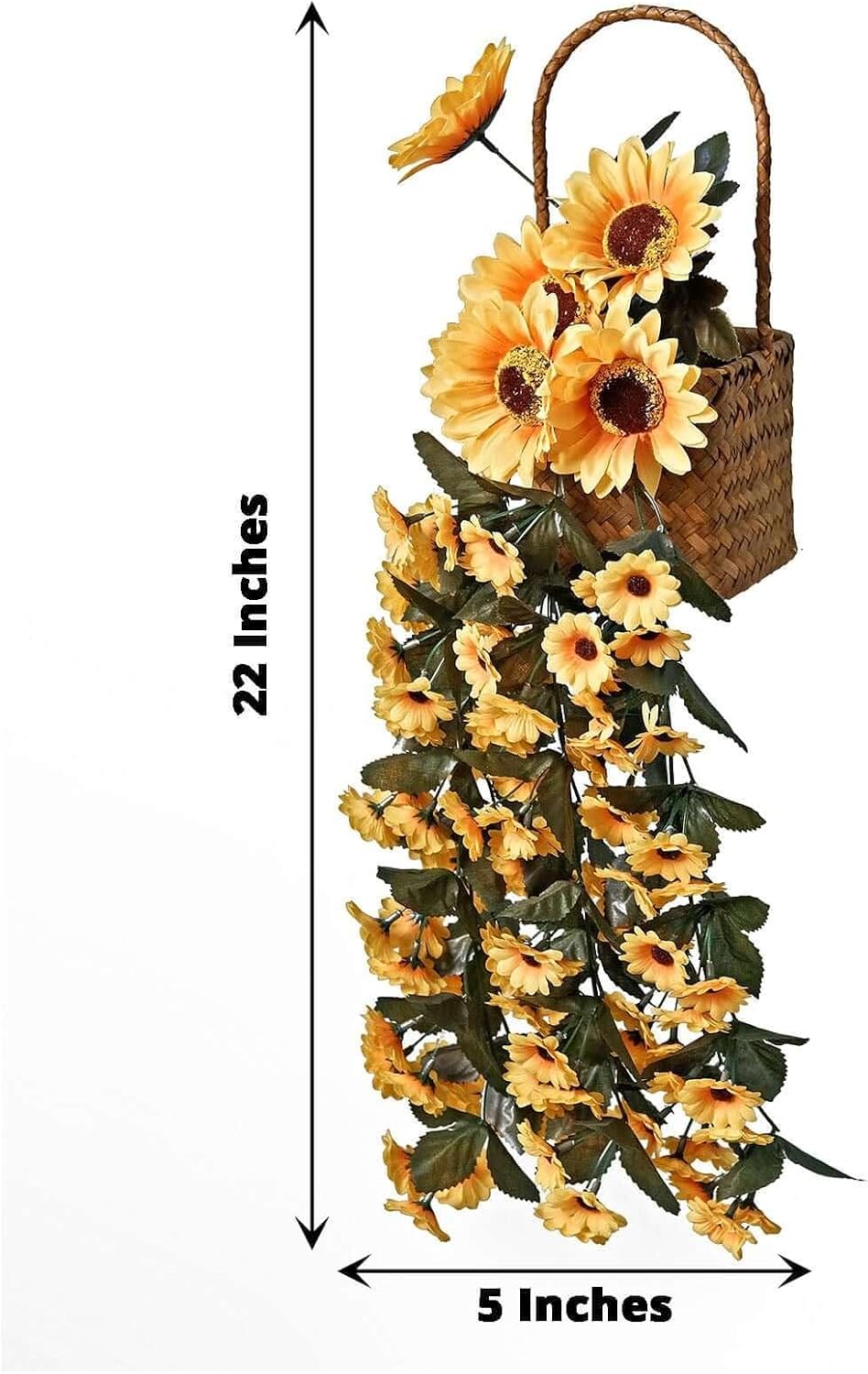 Efavormart 22 inch Artificial Hanging Sunflower Vine Bush, Cascading Draping Yellow Sunflower Bouquet Garland for Wall, Shelf and Arch Backdrop Decor