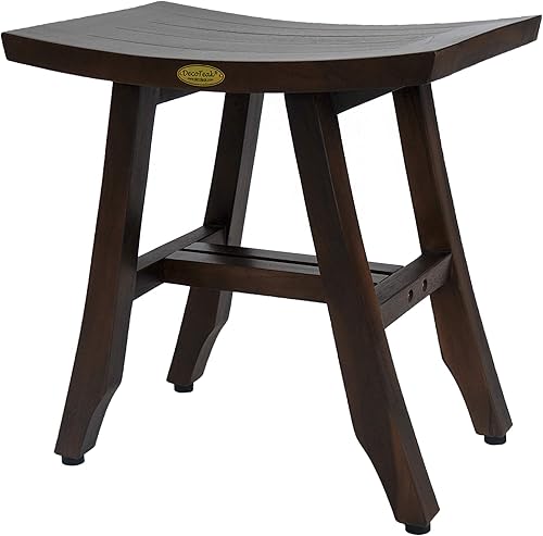 DecoTeak -Bench-Taburete de ducha, banco de ducha de teca, asiento de ducha, silla de ducha para ducha interior, banco pequeño, reposapiés, taburete