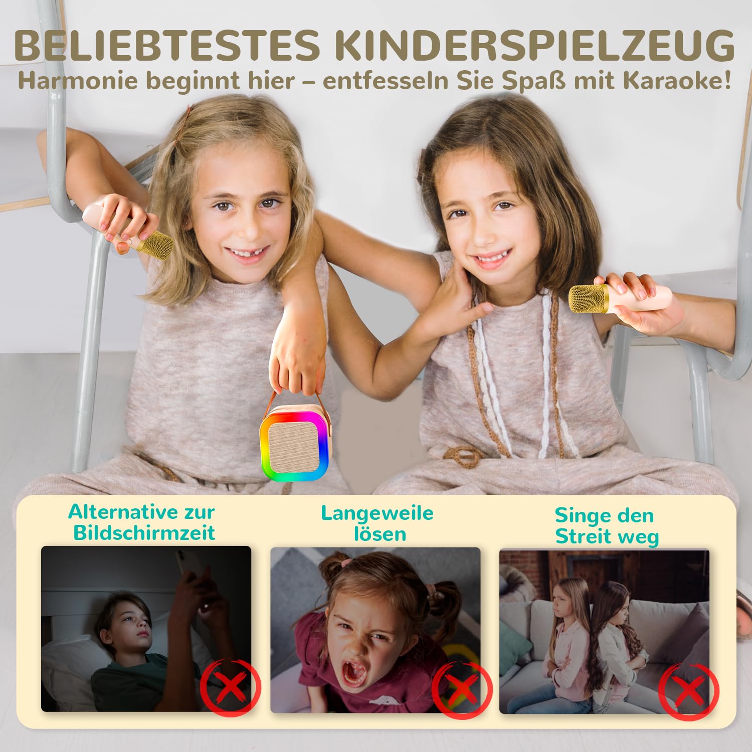 Kinder Karaoke Maschine mit Karaoke mikrofon Kinder: Wowstar Kinder Karaoke mit Mikrofon - Mini Karaoke Maschine - Tragbare Karaoke Set Box - GeburtstagsGeschenk für Mädchen, Jungen - Kinder Spielzeug