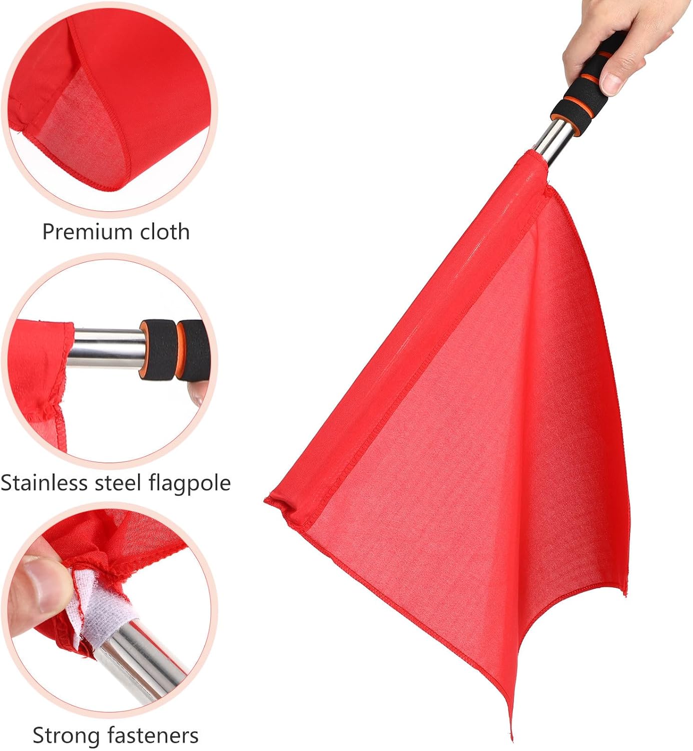 Kisangel 4pcs Hand Signal Referee Flags with Stainless Steel Poles, Match Waving Flags for Soccer Racing Track Field Sports Events (yellow Red Green White)