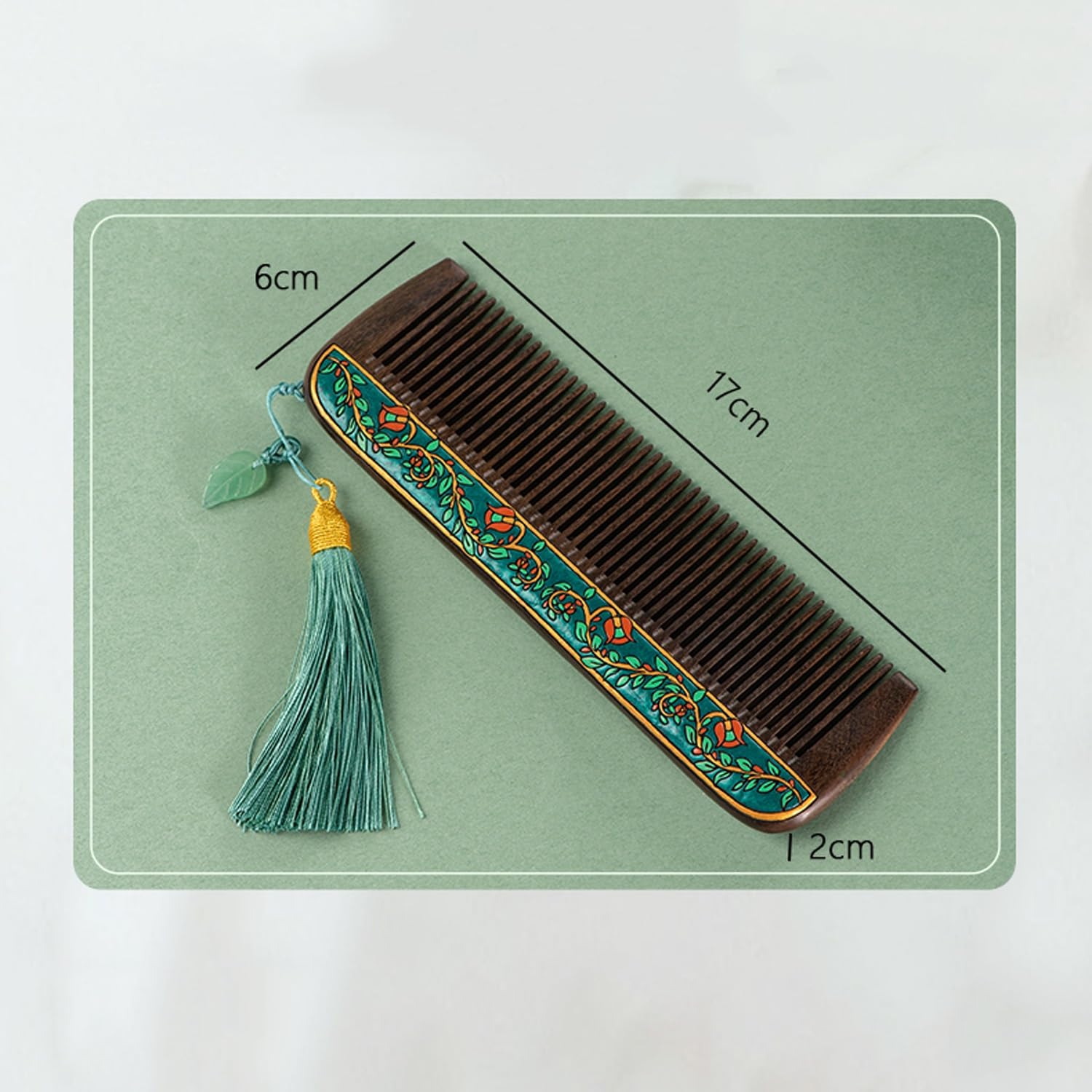 Haarkamm, handgefertigter feinzahniger Holzkamm, Keine statische Aufladung, kein Verheddern, aromatischer Kamm aus schwarzem Sandelholz, Vintage-Chinesisch