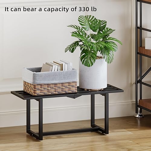 Miniatura 5 de Paquete de 2 soportes metálicos para plantas de interior, estante moderno de hierro de mediados de siglo, estante de exhibición de listones