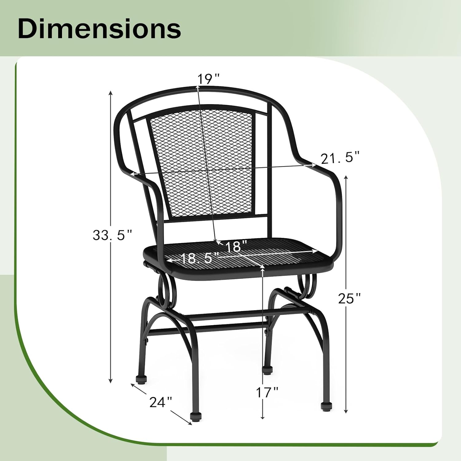 HAPPYGRILL Outdoor Rocking Dining Chair Set, Patio Rocker Chairs with Mesh Backrest & Seat, Armrest, Adjustable Foot Pads, Bistro Seat for Yard, Deck, Balcony (2)