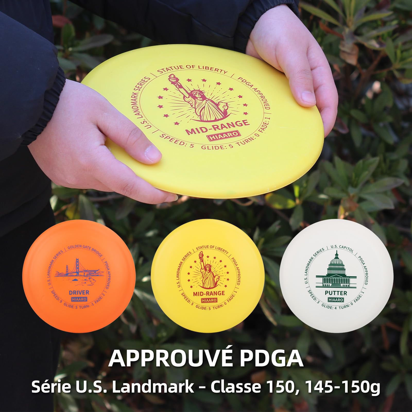 Panier de Disc Golf HIAARO Pro approuvé par la PDGA, Cible de Disc Golf Portable avec 24 chaînes Robustes, Ensemble de Panier Professionnel avec Sac de Transport et 3 disques