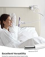 Vista 4 de Lamicall Soporte de teléfono de cuello de cisne para cama, clip de abrazadera ajustable 360, soporte de montaje para teléfono celular para Negro