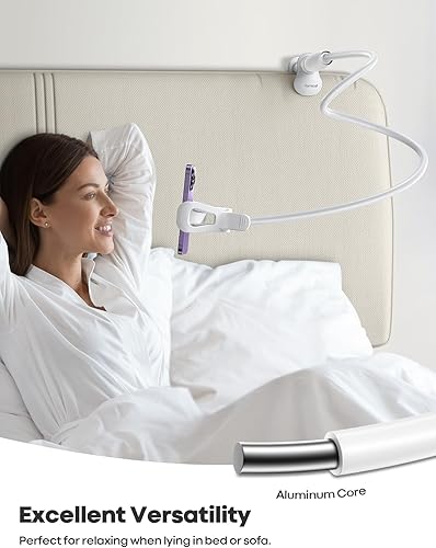 Miniatura 4 de Lamicall Soporte de teléfono de cuello de cisne para cama, clip de abrazadera ajustable 360, soporte de montaje para teléfono celular para