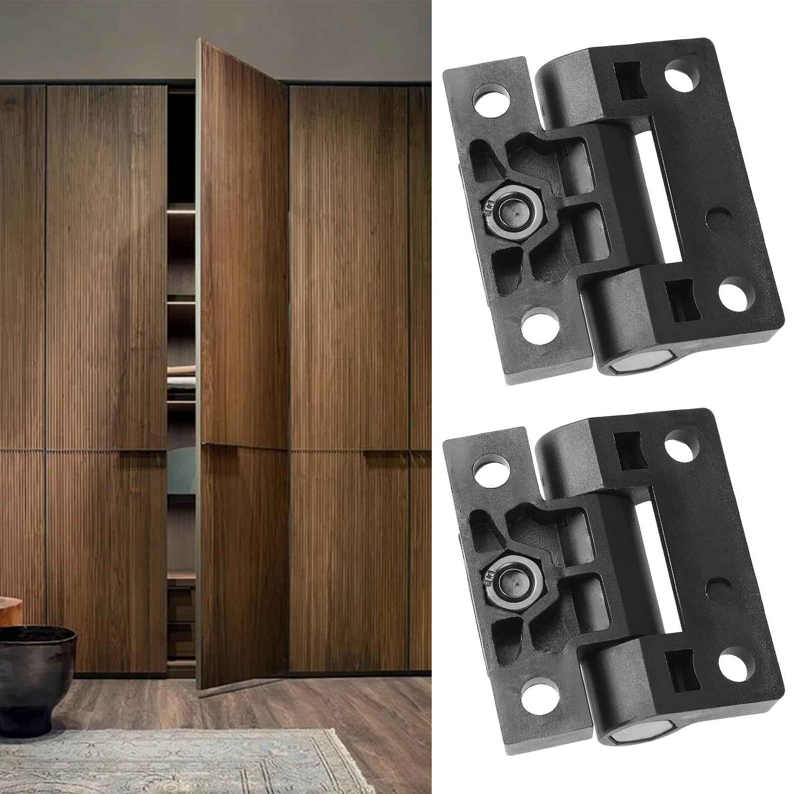 The Lord of the Tools 4 Bisagras de Plástico Negro de 36 X 42 Mm con Par Ajustable para Puertas de Armarios Y Cajas de Almacenamiento de Madera.