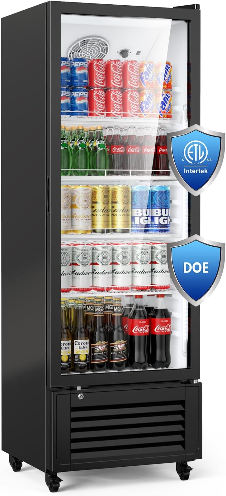 11 Cu Ft Commercial Display Fridge for Beverage,Glass Door Upright Refrigerator Merchandiser,Large Freestanding Business Cooler for Shop,Restaurant,Apartment