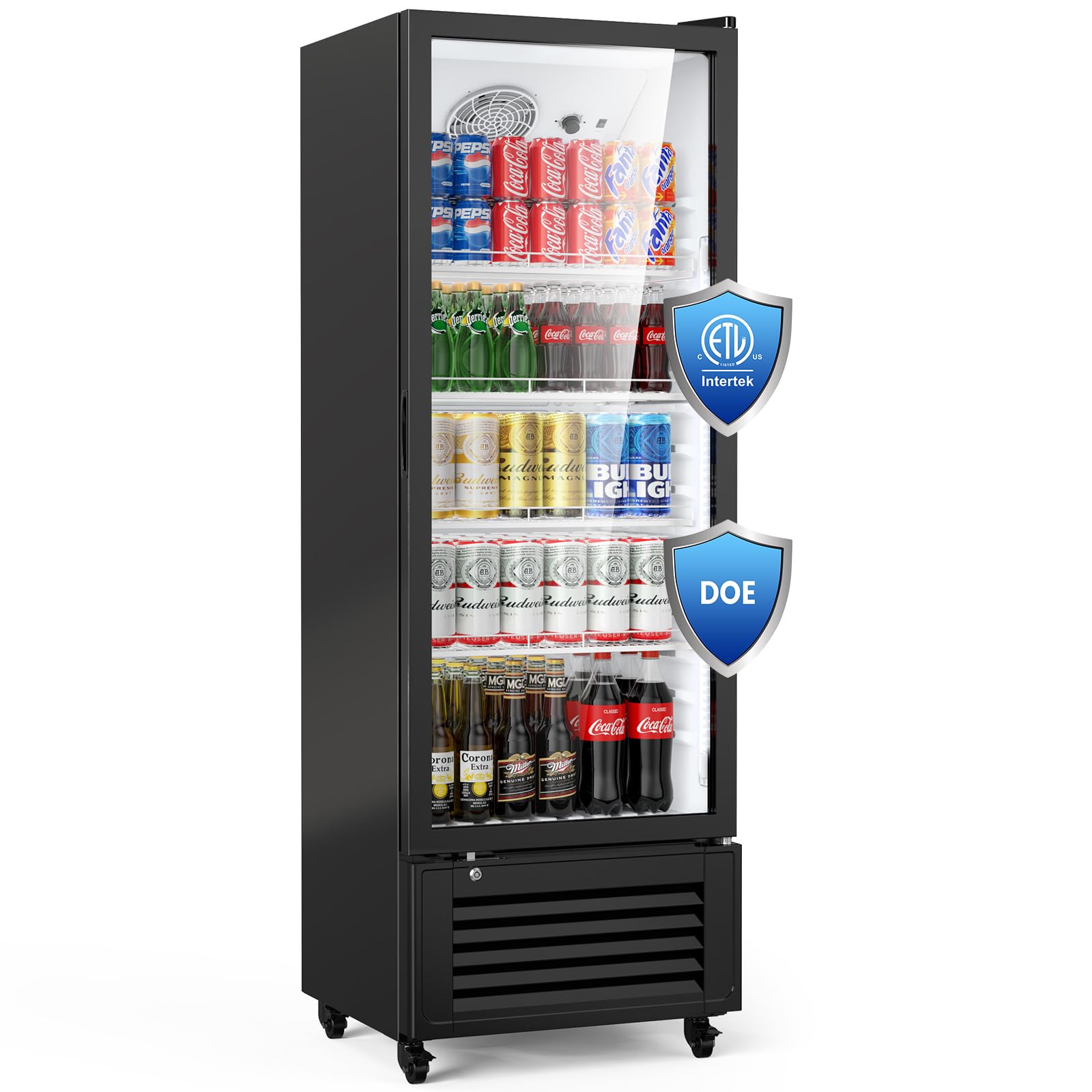 11 Cu Ft Commercial Display Fridge for Beverage,Glass Door Upright Refrigerator Merchandiser,Large Freestanding Business Cooler for Shop,Restaurant,Apartment