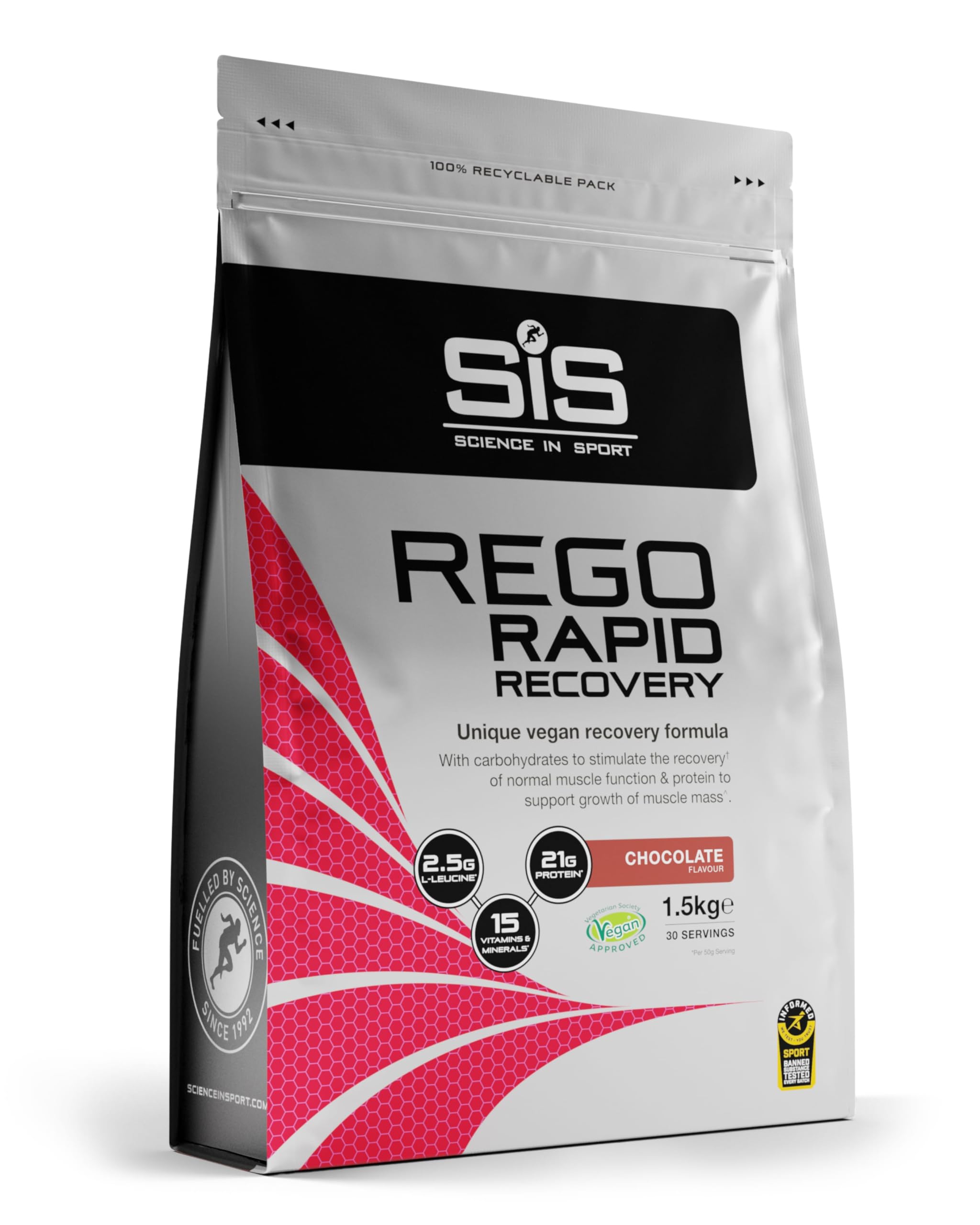 Science In Sport Rego Rapid Recovery 1,5Kg Cioccolato Vegan - Drink Di Recupero In Polvere Con Carboidrati, Proteine In Polvere, Elettroliti, Vitamine E Minerali, Favorisce Un Allenamento Efficace-image