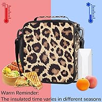 Vista 4 de Pardick Lonchera con estampado de leopardo para niños, estudiantes, con estampado de piel de leopardo, con correa ajustable para el hombro, lonchera