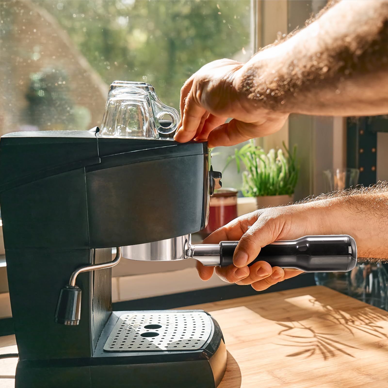 Mezchi 54mm Espresso Bottomless Portafilter, Stainless Steel Breville Portafilter, Filter Basket and Solid Espresso Handle, Breville Espresso Machine Accessories