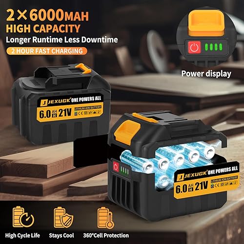 Miniatura 4 de JEXUGK Sierra Recíproca sin Escobillas, Sierra Inalámbrica de 21V con Batería de 2 x 6.0Ah, Sierra Recíproca Portátil Eléctrica con 12 Hojas y Luz
