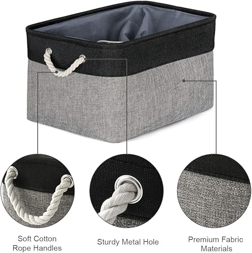 Miniatura 6 de TheWarmHome Cesta de organización y almacenamiento para organizar, 17 x 14 x 10 pulgadas, paquete de 3 contenedores plegables para estantes, cesta