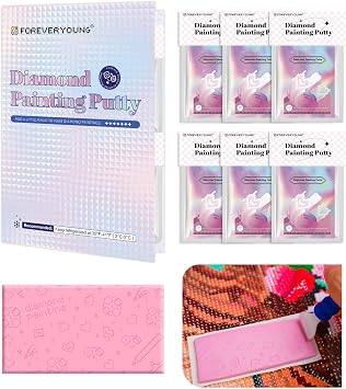 ForeverYoung Diamond Painting Putty, Long-Lasting Stickiness Diamond Art Putty, Scientifically Formulated Clay Glue, Wax for Diamond Art Accessories and Tools 15g x 6