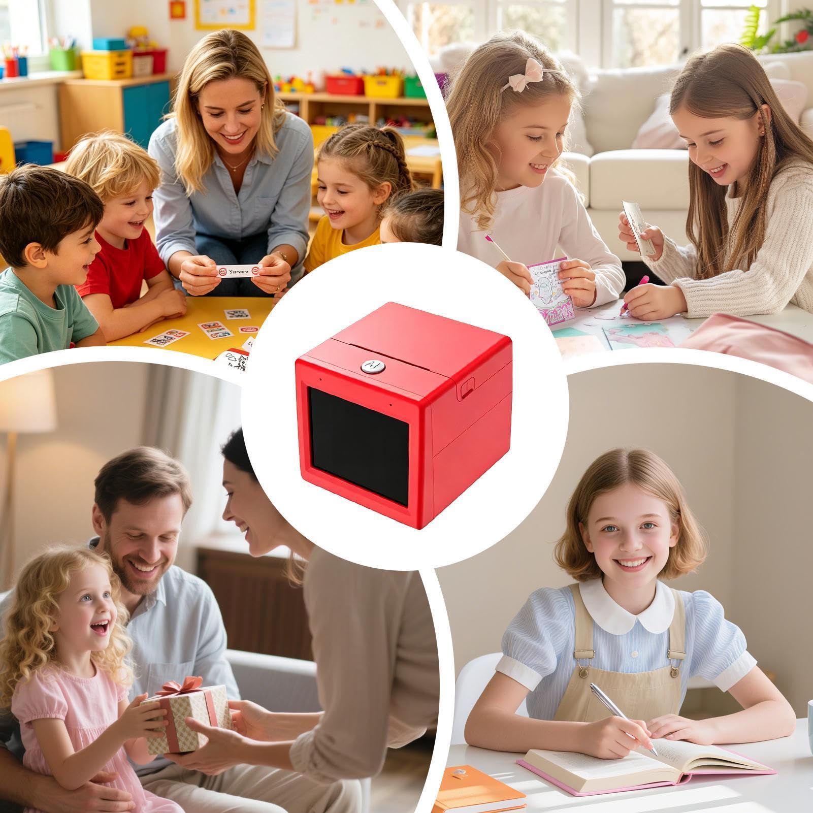 Crea Adesivi per Bambini Macchina Portatile Intelligente Istantanea Senza | Mini Stampante per Adesivi Portatile Senza Inchiostro per Bambini e Bambine Famiglia e Casa Apprendimento Ind