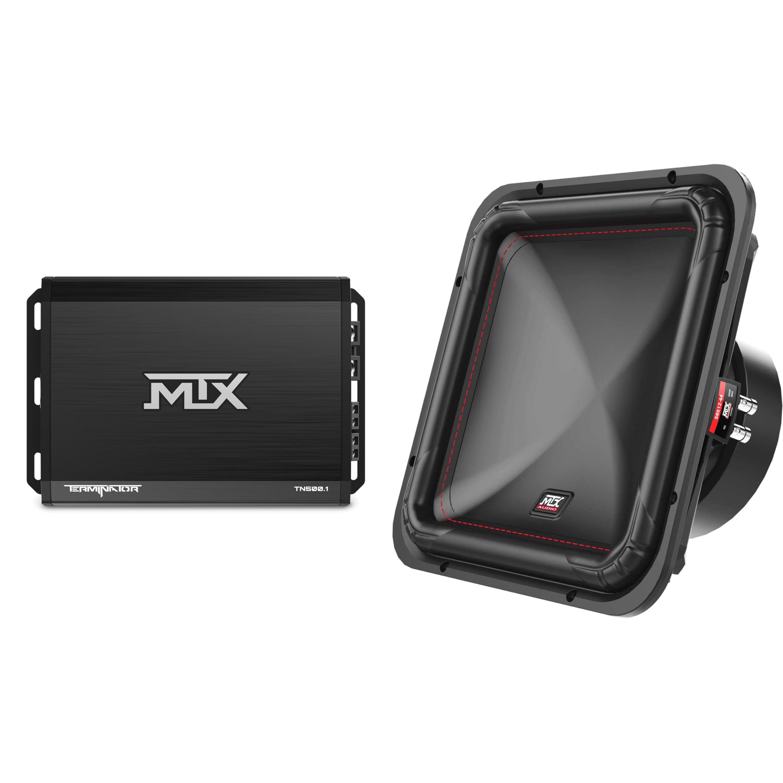 MTX Terminator 500-Watt RMS 2? Mono Block Class D Amplifier and MTX Audio S6512-44 S65-Series Square 12
