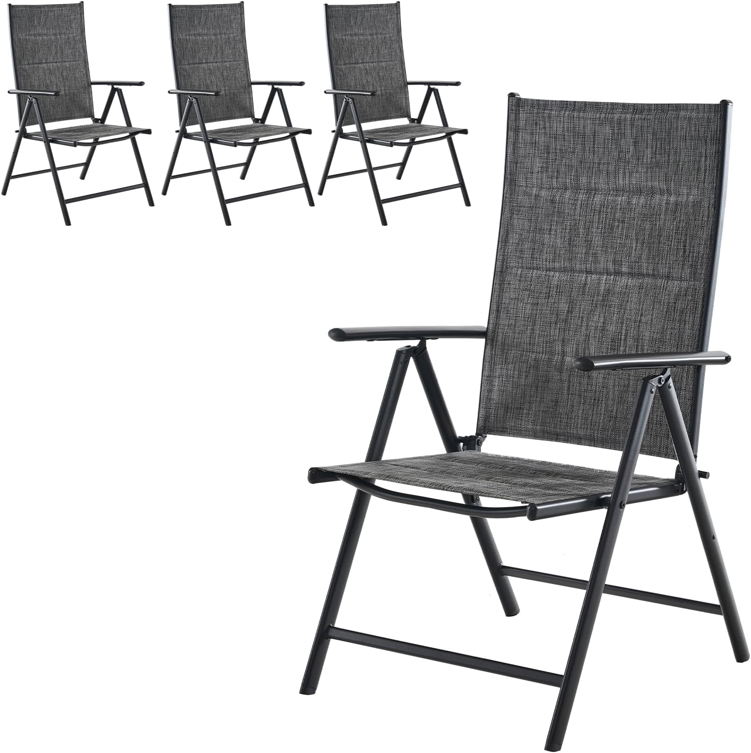 VONZOY Folding Patio Chairs Set of 4, Outdoor Patio Chairs with Soft Textilene