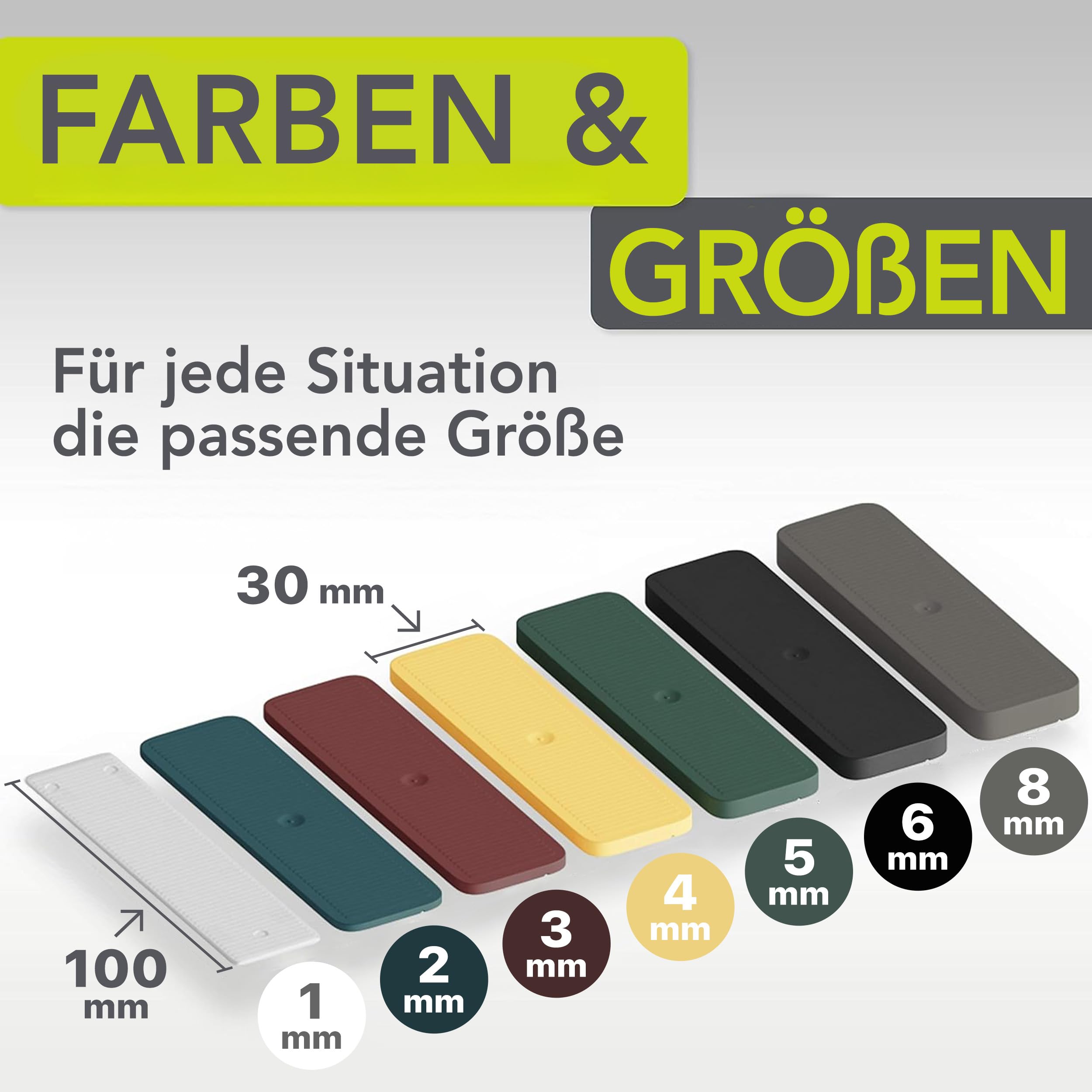 Premium Cales pour vitrage | 30 x 100 mm, 600 pièces | Fabriqué en Allemagne | Cales, entretoises, cales d'espacement en plastique, entretoise plastique | En kit: 1, 2, 3, 4, 5, 6, 8 mm - 2