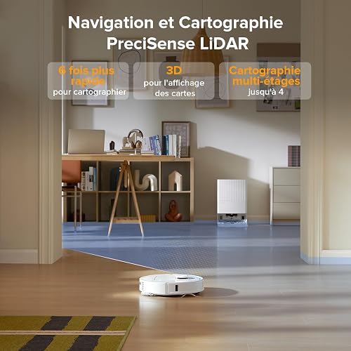 roborock QV 35A Set Aspirateur Robot Laveur, 8000Pa HyperForce, Station Multifonctionnelle, Serpillière Rotative 200 TR/Min & Relevable 10mm, Anti-enchevêtrement, Évitement d'obstacles, Cartographie - 7