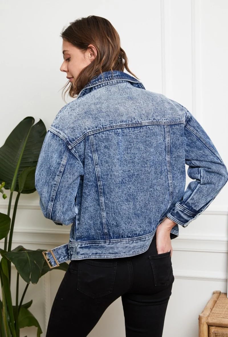 Giacca in Denim Donna Giacche di Alla moda per Ragazze a Maniche Lunghe