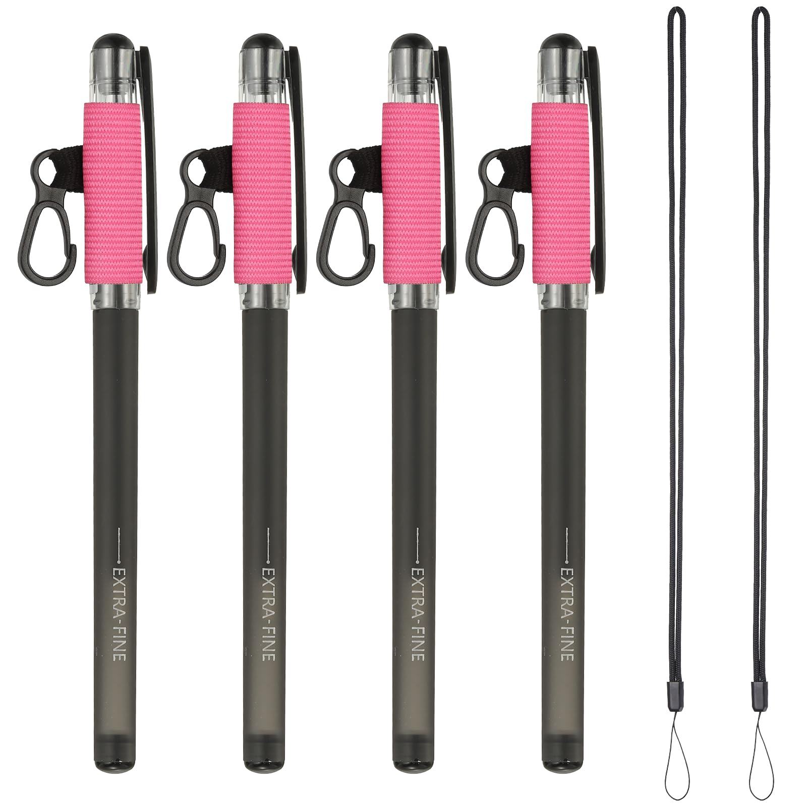 PATIKIL 4Pcs Elastic Pen Holder with 2 Lanyards, Anti Lose Portable Pen Holder for Necklace Carpenters Teachers Construction Workers, Rose Red