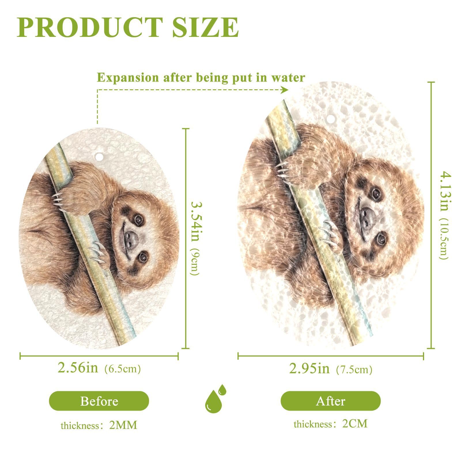 Takiito Sloth Scrub Sponge 3 Pack, Absorbent Cleaning Sponges for Dishes Pots Pans Kitchen, Non-Scratch Scrubber