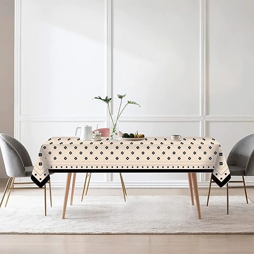 Miniatura 4 de Ablecozy Mantel impermeable de tela de ajedrez de flores, rectangular, resistente a las arrugas, resistente al aceite, para mesa de comedor, fiestas