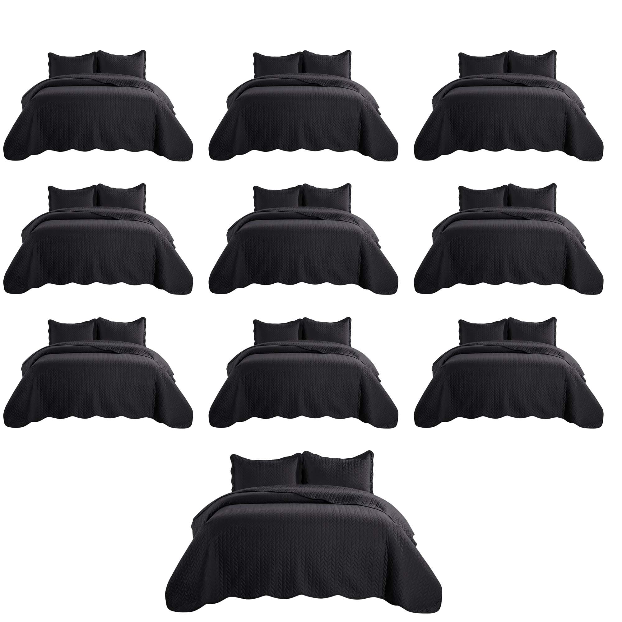 IR Imperial Rooms Queen Quilt Black 10 Pack for Hotel Guest Room &amp; Airbnbs