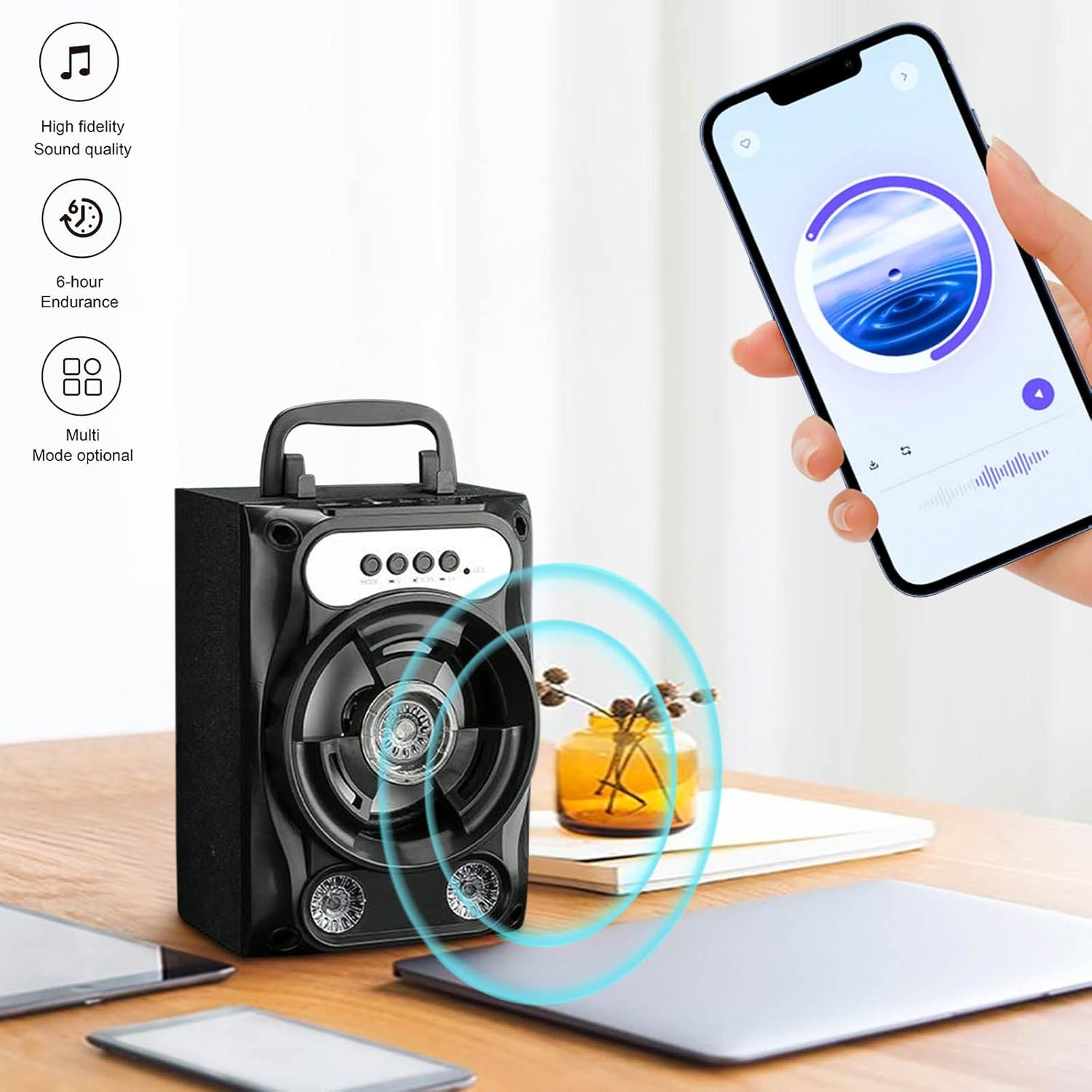 wireless bluetooth 5 0 speakerportable k song loud volume subwoofer speakerwireless stereo rich bass boomboxfour playback modesfor home outdoor pa