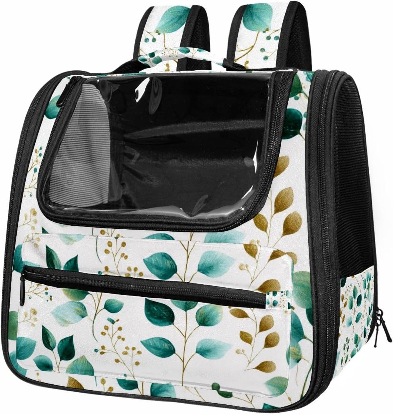 Gold Green Leaves and Branches (4) Pet Carrier Airline Approved Soft Sided Portable Cozy Travel Pet Bag, Car Seat Safe Carrier for Cats and Dogs