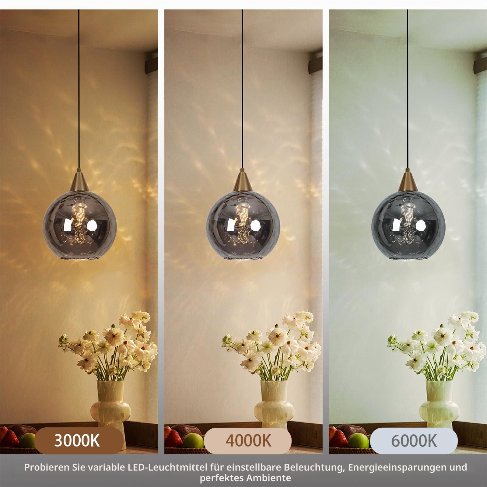 Hammerschlag Rauchglas Pendelleuchte Ø20cm, im Modern Loft-Stil