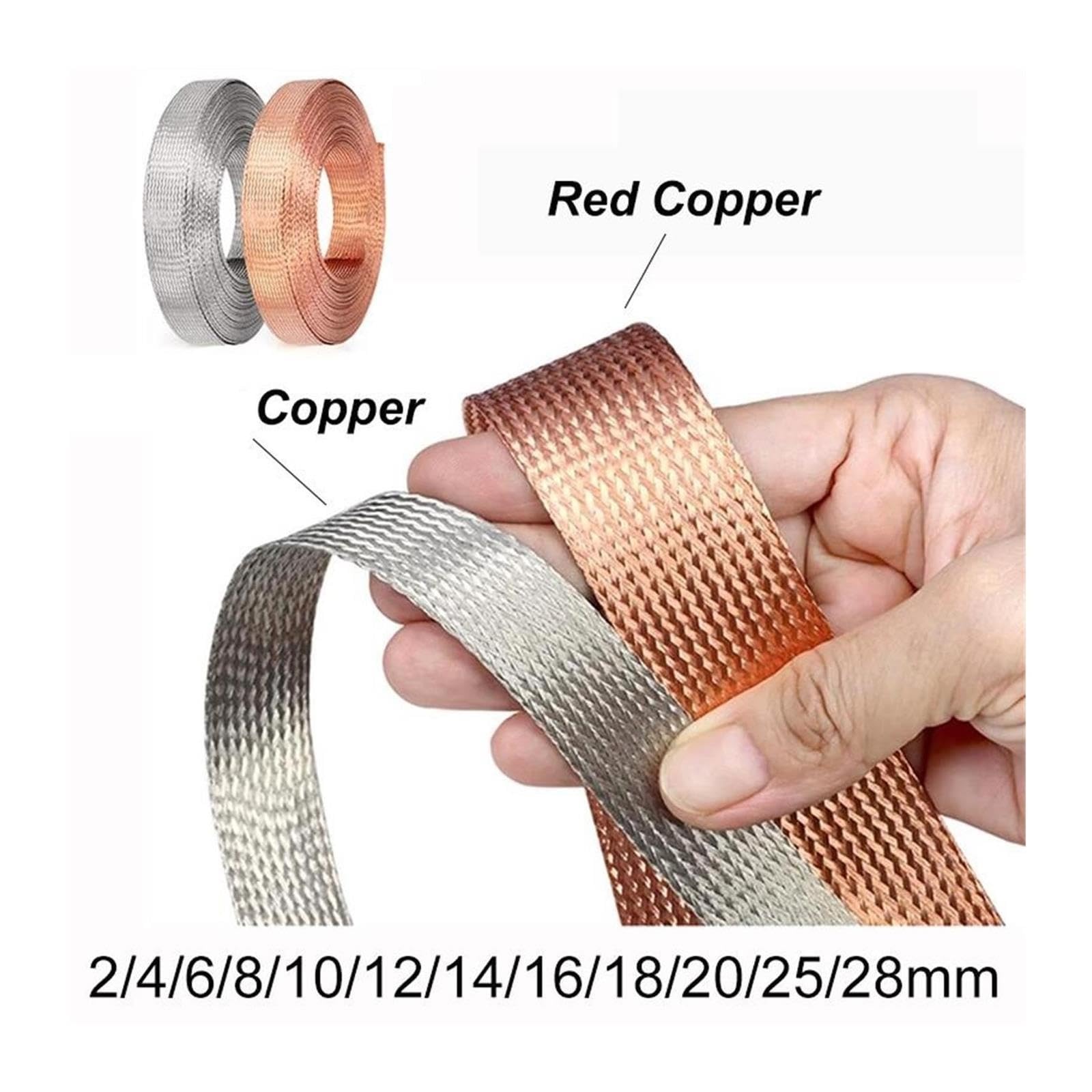 Funda Protectora Expandible Trenzada De Cobre Plateado De 2-28 Mm