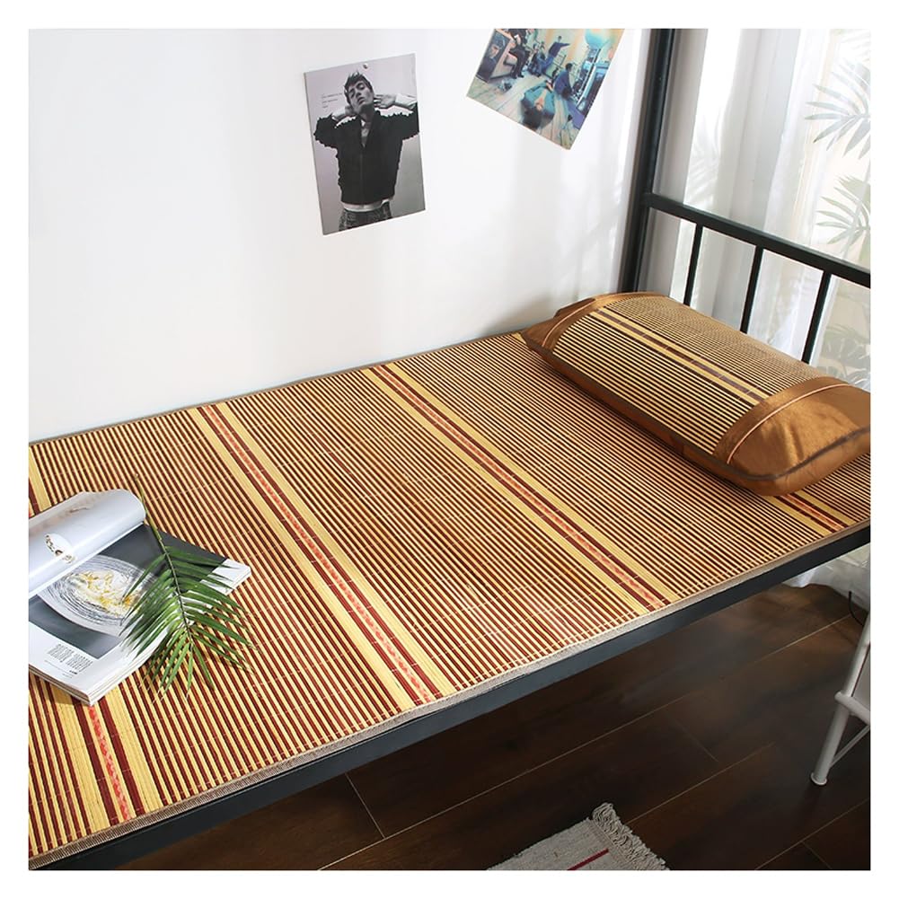 HYQOUKLR Rattan Mat Bed, Bamboo Summer Cooling Sleeping Mat with Rattan Pillowcase Multicolor Multiple Sizes(C,180cmx200cm)