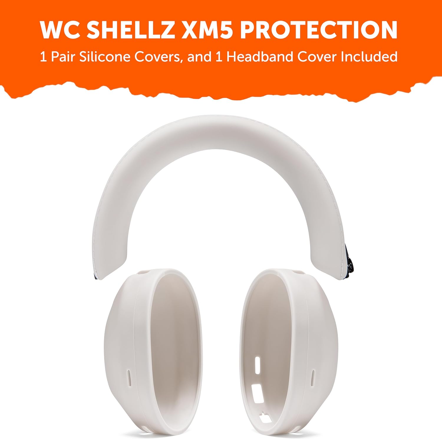 WC SweatZ and ShellZ Protective Covers Bundle for Sony WH1000XM5 Headphones by Wicked Cushions | Silver - Image 6