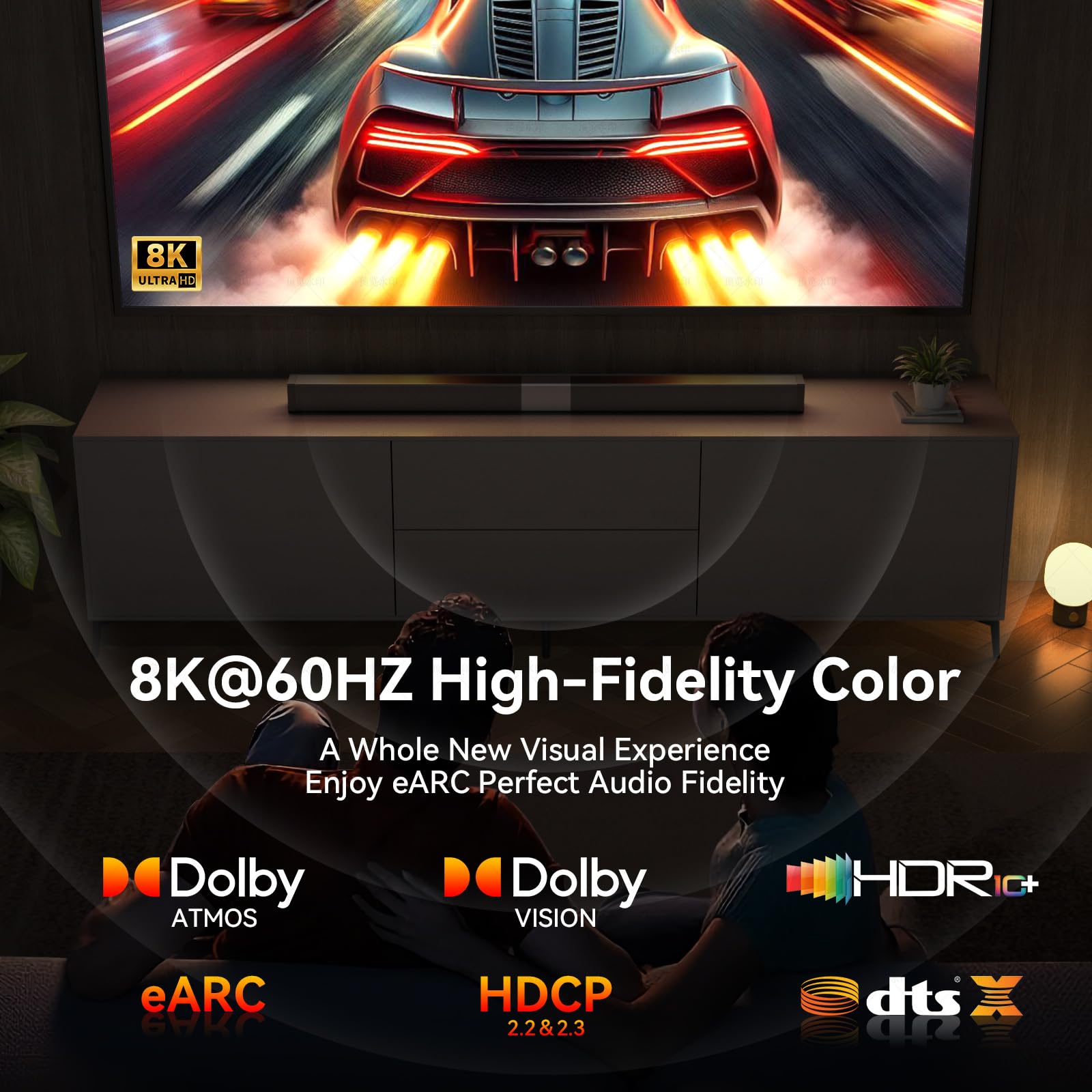 8K HDMI 2.1 Kabel, 6,8 m, 48 Gbit/s, Ultra High Speed geflochtenes Gaming-Kabel, unterstützt 10K 8K @ 60Hz 4K @ 120Hz/144Hz HDCP 2.2&2.3 eARC DTS:X HDR10 VRR kompatibel für RTX 5090/PS5