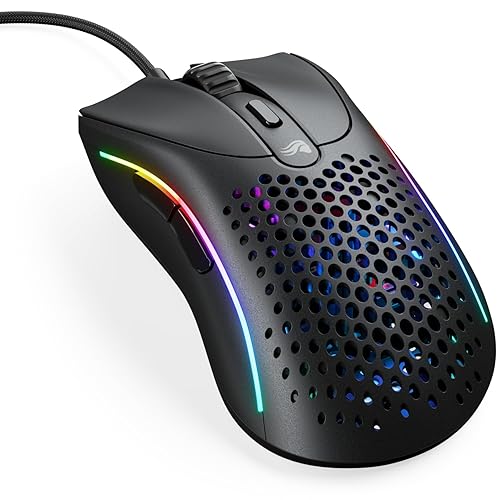 Glorious Gaming - Superlight Wired PC Gaming Mouse with Honeycomb Shell, 6 Programmable Buttons, RGB Lighting & PTFE Skates - Model D 2, Matte Black