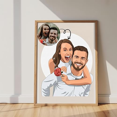 Noni Retrato de pareja de acuarela personalizado de la foto, foto personalizada para pintar arte de pared, lienzo personalizado para pareja, regalo