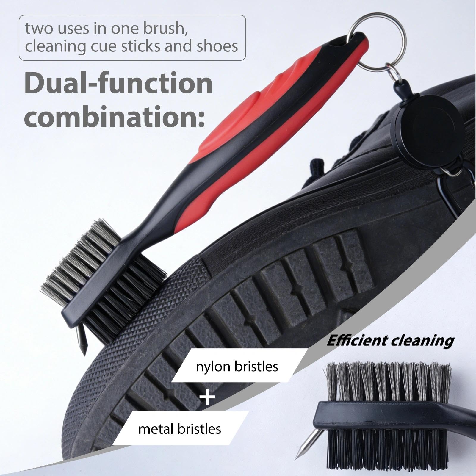 HH-Eason Reinigungsbürste für Golfschläger und Golfschuhe, langlebig, Griff zum Entfernen von Schmutz und Schlamm, Shoe Brush and Club Brush