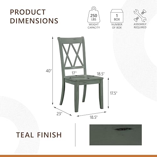 Miniatura 3 de Lexicon Janina - Juego de 2 sillas de comedor modernas de granja, juego de 2, madera maciza, respaldo cruzado, cocina tradicional moderna estilo