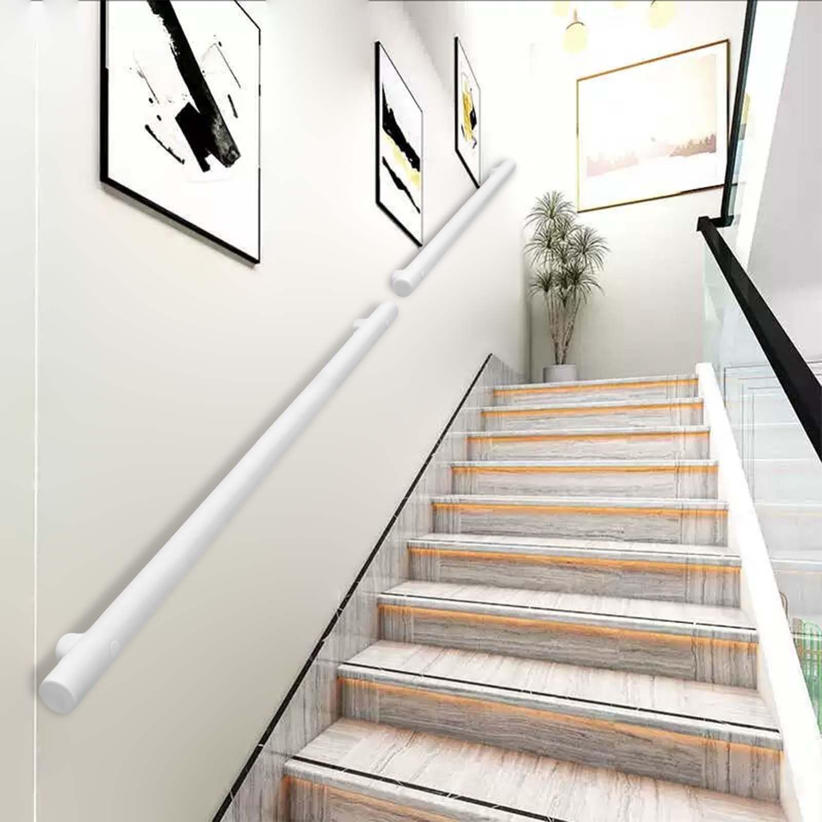 Fkxsxaz Industrial Pipe Stair Railing For Stairs Staircase Handrail Banister Rail Support Kit, Wall Mount Porch Deck Hand Steps Grab Bars(19Ft/570Cm)