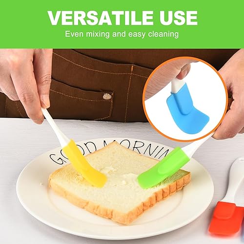 Miniatura 4 de Juego de 6 espátulas de silicona, resistentes al calor, antiadherentes, espátulas pequeñas para hornear, cocinar, mezclar, freír y usar en la