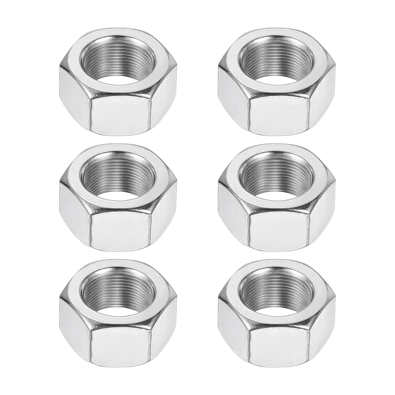 sourcing map M18x1mm Hex Nuts, 6Pcs 304 Stainless Steel Metric Fine Thread Hexagon Lock Nuts Fasteners for Machinery Automotive Industrial Use, 27mm / 1.06" Width 15mm / 0.59" Height