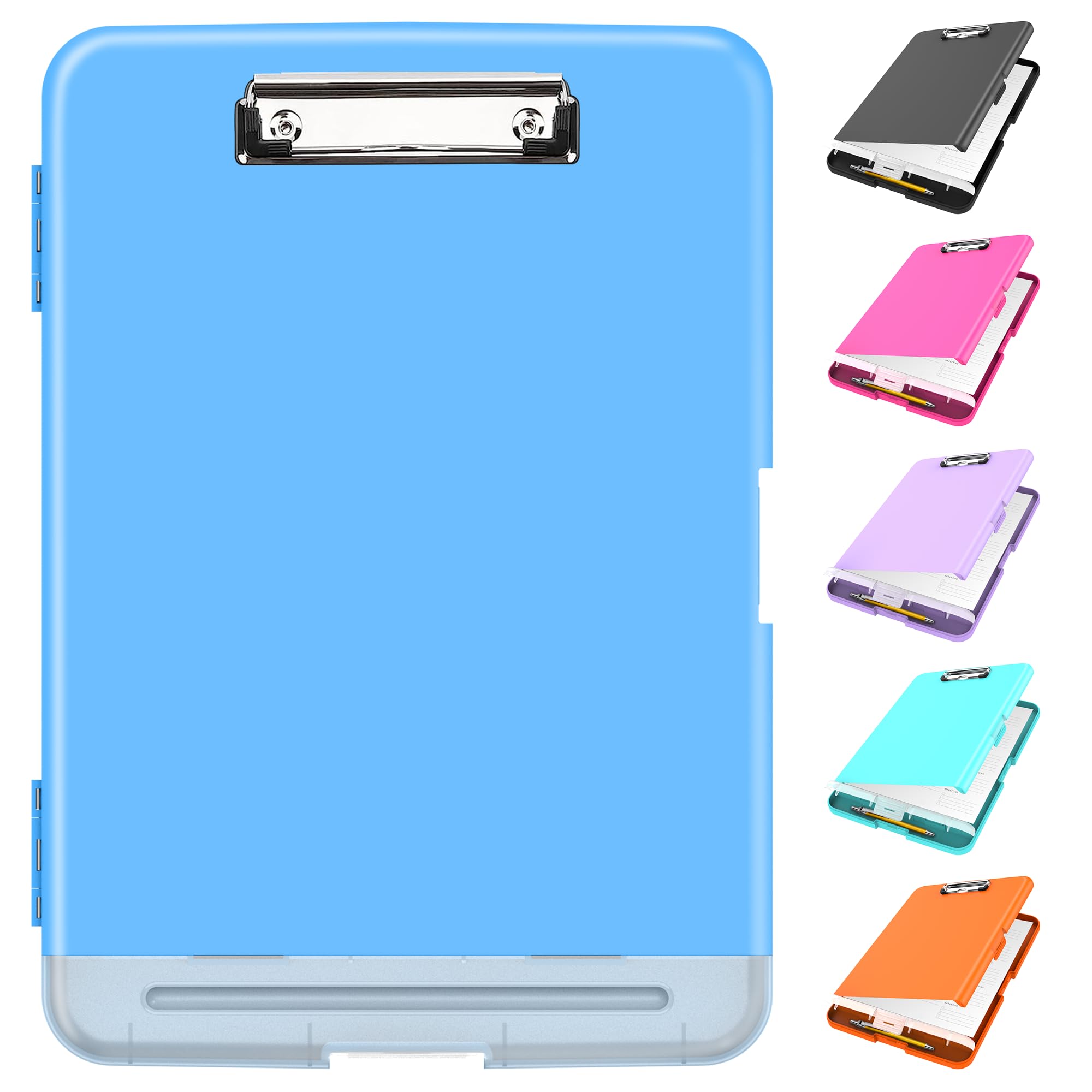 SooezClipboards with Storage, High Capacity Clip Boards 8.5x11 with Storage, Heavy Duty Nursing Clipboard Folder, Plastic Clipboard with Pen Holder for Women Teachers Work, School & Office Supplies