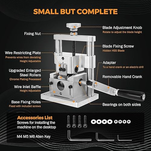 Miniatura 4 de BEAMNOVA Pelacables manual de manivela con mini taladro mejorado para pelacables de chatarra de cobre, diámetro de 0.079-0.787 pulgadas
