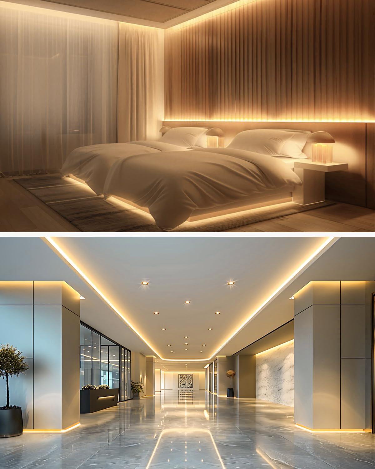 Aclorol 50FT LED Strip Lights COB 3000K Warm White Dimmable 24V LED Light Strip Kit High Density Bright Tape Lights with Power Supply for Cabinet Display Home DIY Lighting Projects CRI85+ 320LEDs/M - Image 7